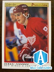 1990-91 O-Pee-Chee Premier Sergei Fedorov Rookie 30 Detroit Red Wings